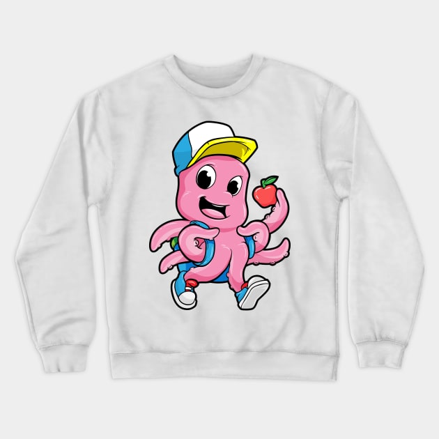 Octopus as Student with Backpack and Apple Crewneck Sweatshirt by Markus Schnabel